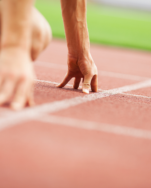 runner on the starting block